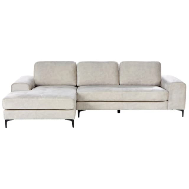 Beliani Corner Sofa 4 Seater Kiruna Velvet Light Beige Right Hand