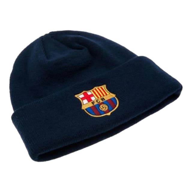 Barcelona FC Mens Knitted Turned Up Cuff Beanie in Navy Navy Male One Size