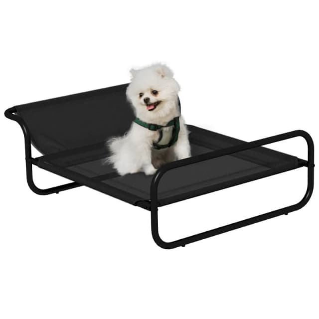 PawHut Raised Dog Bed for Small Dogs, 80 x 59 x 26cm, Black D04-273V01BK