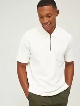 Ted Baker Jacquard Textured Polo Shirt - White, Size 2, Men