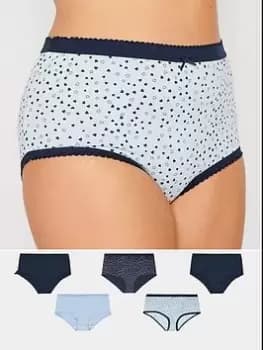 Yours 5 Pack Mini Heart Full Briefs Navy, Blue, Size 14-16, Women