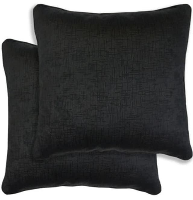 Enhanced Living Pair of Vogue Textured Double Sided Zip Opening Piped Edge Cushion Covers - 43x43cm - Cases Only Black