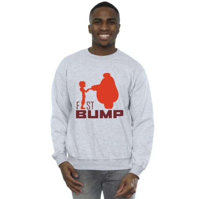 Disney Men Big Hero 6 Baymax Fist Bump Cutout Sweatshirt in Grey Size: Small Grey S Male 5059934890725