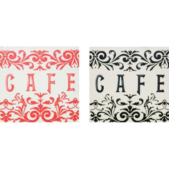 Premier Housewares Red and Black Assorted Cafe Canvas Print White
