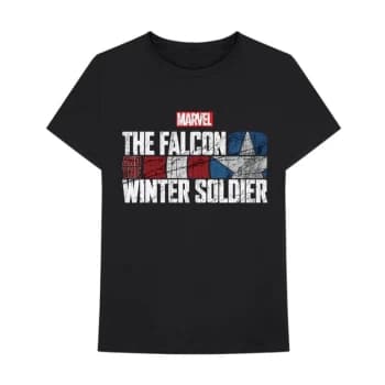 Marvel Comics - Falcon & Winter Soldier Text Logo Unisex Large T-Shirt - Black
