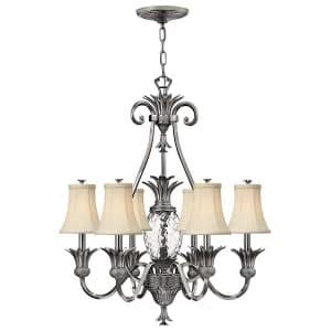 7 Light Multi Arm Chandelier Polished Nickel Finish, E14
