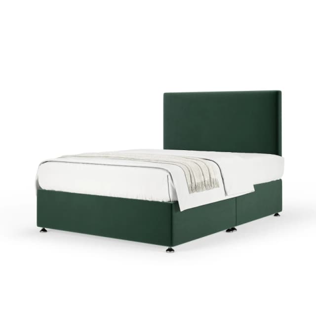 Bedmaster Bedmaster Plush Velvet Divan Base And Plain Headboard in Emerald Size: Super King Emerald Super King Unisex 7867871443069