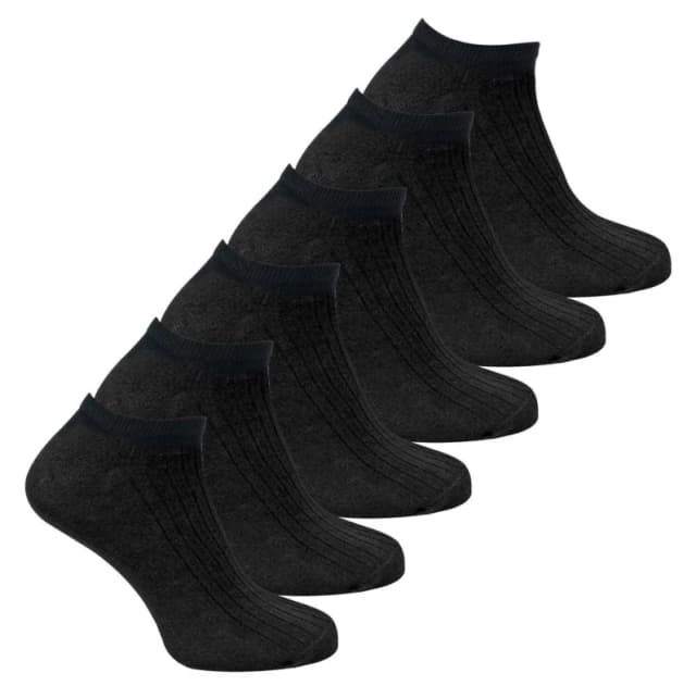 Sock Snob Sock Snob Men 6 Pack 100% Cotton Soft Breathable Ankle Trainer Socks in Black Size: 11-14 Black 11-14 Male 5060910928646