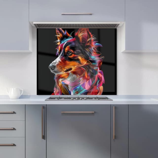 Warren Reed - Designer Colorful Collie Dreams Kitchen Splashback Size: 600mm x 750mm Multicolor Unisex 600mm x 750mm