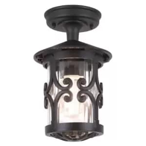 Hereford 1 Light Outdoor Ceiling Lantern Black, E27