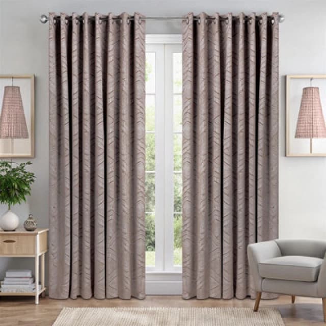 Luxury Living Triple Weave Soft Drape Geometric Aztec Print Ring Top Blackout Curtains 168Cm X 137Cm Terracotta