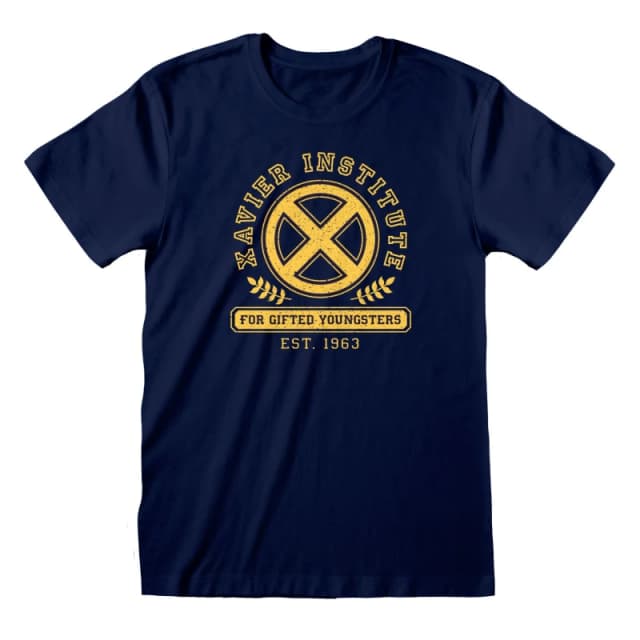 X-Men Mens Xavier Institute Badge T-Shirt in Navy Size: Small Navy Male S