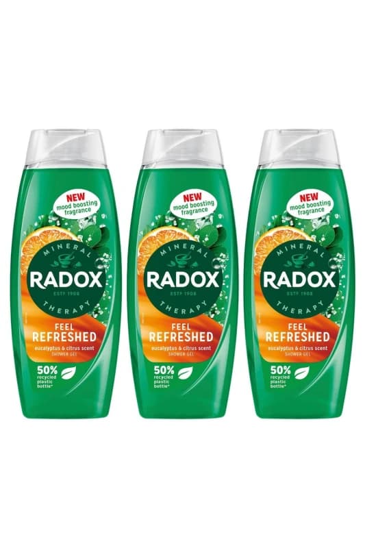 Radox 'Shower Gel' Feel Refreshed With eucalyptus & citrus Scent, 3x 450ml Green female