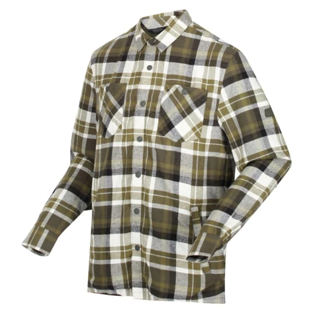 Regatta Mens Thamos Organic Cotton Check Long Sleeve Shirt S - Chest 37-38' (94-96.5cm) Dark Khaki/Check RMS155-B6Z-S