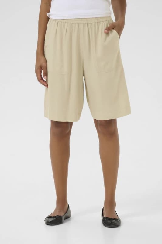 Kaffe Womens KaMilia Linen Blend Shorts in Pale Grey Size: 10 Pale Grey Female 10