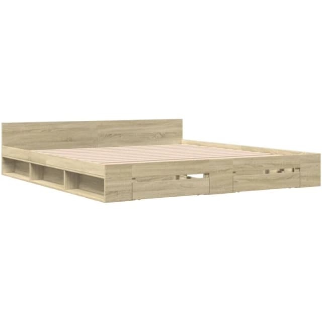 VIDAXL Bed Frame with Drawers without Mattress Sonoma Oak 180x200cm Super King Vidaxl 3280729