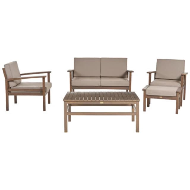 Beliani Garden Lounge Set With Table 4 Seater Manila Certified Acacia Wood Dark Brown