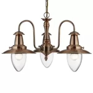 Fisherman 3 Light Multi Arm Ceiling Pendant Copper, Seeded Glass, E27