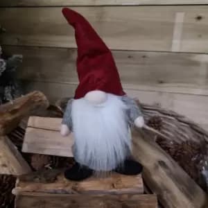 34cm Festive Bearded Grey Christmas Gonk in Red Hat