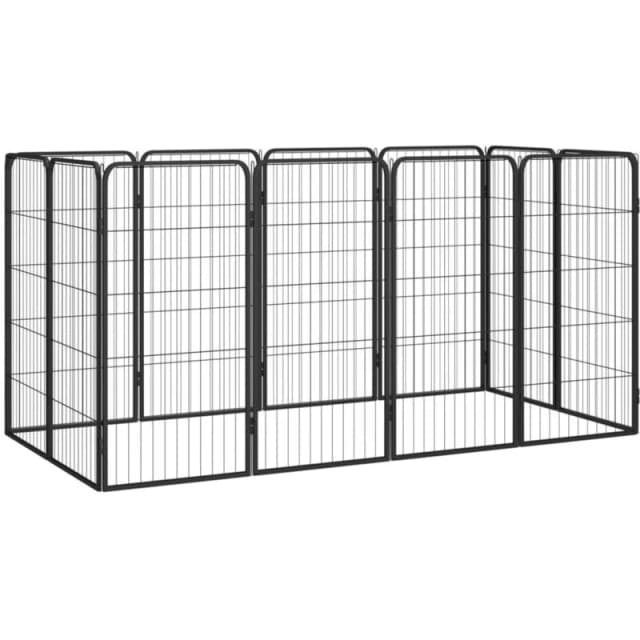 VIDAXL 12-Panel Dog Playpen Black 50x100cm Powder-coated Steel Vidaxl 8720287158929