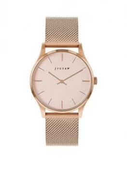 Jigsaw Jigsaw Blush Dial Rose Gold Stainless Steel Mesh Strap Ladies Watch