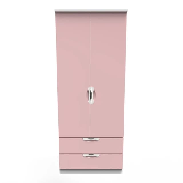 Ready Assembled 2 U Holborn 2 Door 2 Drawer Wardrobe (Ready Assembled) in Dusty Pink Dusty Pink Unisex