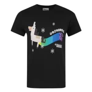Crossy Road Mens Official Unihorse Design T-Shirt (Small) (Midnight Black)