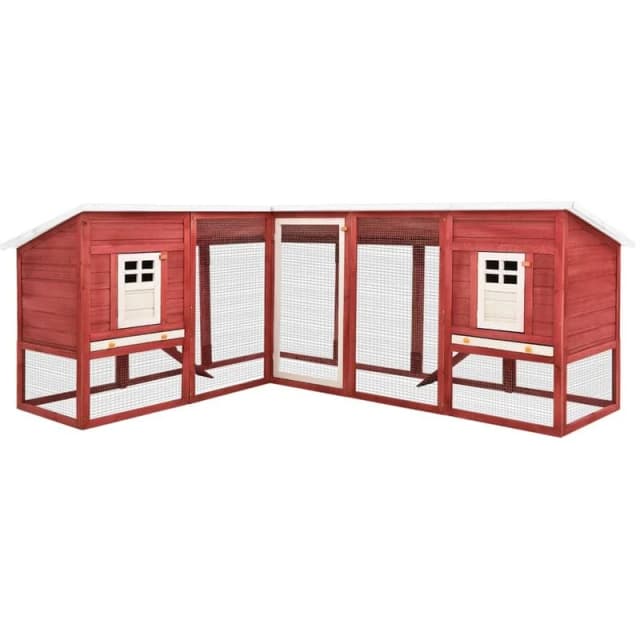 VIDAXL Vidaxl - Outdoor Rabbit Hutch with Run Red and White Solid Fir Wood 8719883737980