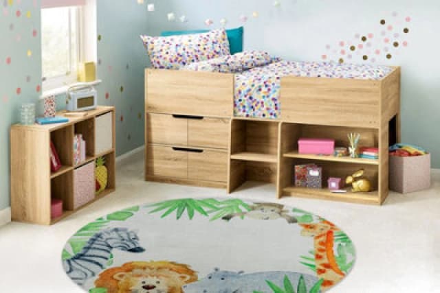 RugsX Bambino 54090 Round Washing Carpet Animals, Africa For Children Anti Slip - White Circle 80 Cm