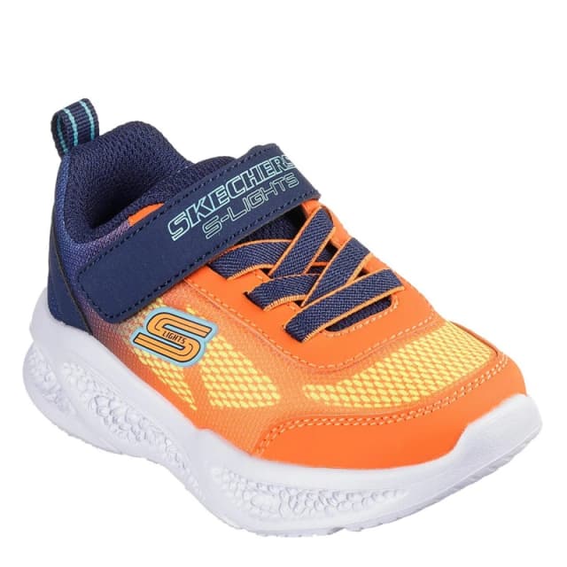 Skechers Lighted Gore & Strap Sneaker W Mult Light Up Trainers Boys Orange/Navy male C5 (22)