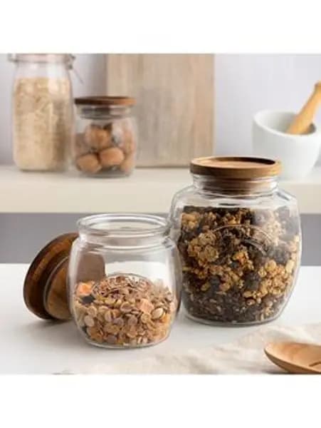 Kilner Set Of 2 Universal Jars With Wooden Lid Clear VZKCC Unisex