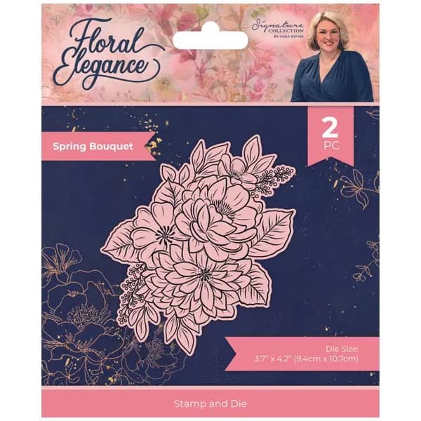 Sara Davies Signature Collection Clear Stamp & Outline Die Set Floral Elegance Spring Bouquet