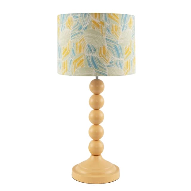 Happy Homewares Chic Table Lamp with Designer Jacquard Fabric Shade in Yellow Yellow Unisex