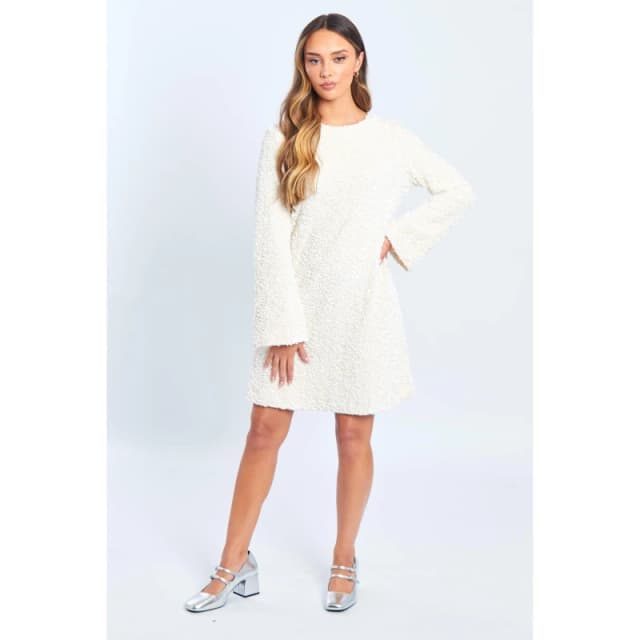 Be You Sequin Bow Dress - White White 8