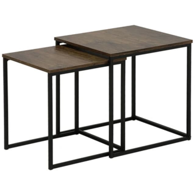 Beliani Set Of 2 Side Tables Denny Dark Brown