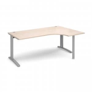 TR10 Right Hand Ergonomic Desk 1800mm - Silver Frame maple Top