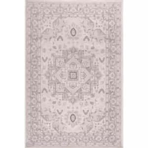 Traditional Persian Medallion Floral Flatweave Indoor Outdoor Rug in Grey 60 x 120cm (2x4')
