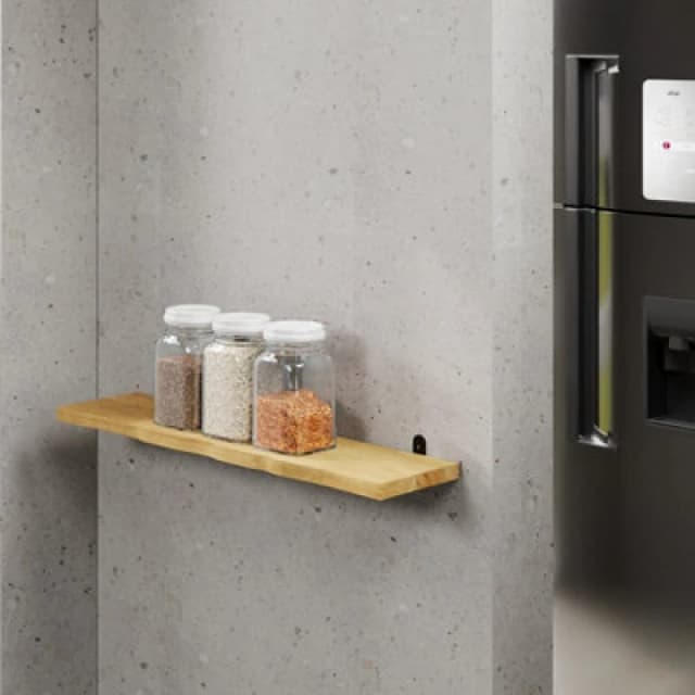 Core Products Chunky Pine Shelf Kit 90Cm - Wavy Live Edge Wall Display, Metal L Brackets, Antique Wax Finish