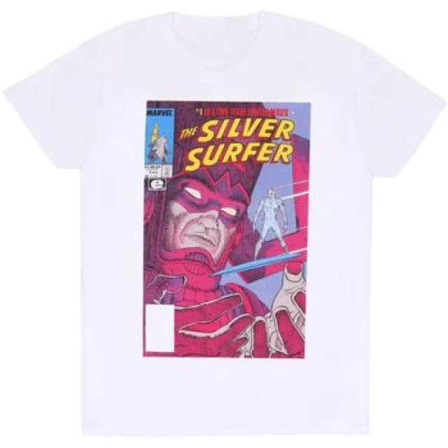 Marvel Marvel Men Silver Surfer Comic T-Shirt in White Size: Medium White M Male 5063527822925