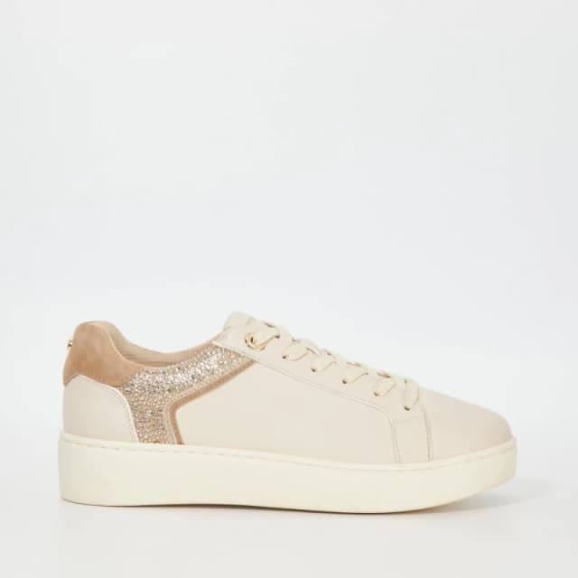 Dune London Womens 'Elli' Leather Trainers in Cream Size: 4 Cream Female 4