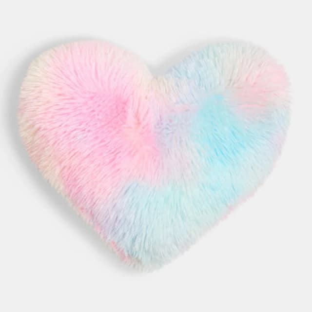OHS OHS Tie Dye Heart Shaped Fluffy Fleece Scatter Cushion Novelty Decorative Pillow Multi One Size Unisex 5027434202119