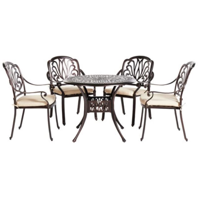Beliani Garden Dining Set 4 Seater Ancona With Cushions Metal Dark Brown