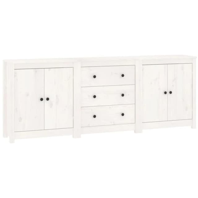 vidaXL Sideboard White 210x35x80cm Solid Wood Pine, White 3114070