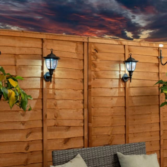 ValueLights Pack of 2 Traditional Black Lantern Solar Wall Lights Outdoor Garden Fence Solar Lights Black