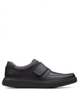 Clarks Un Abode Strap Shoes - Black Leather, Size 10, Men