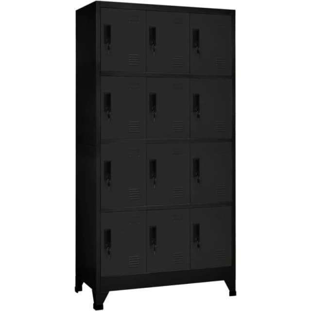 VIDAXL Locker Cabinet Black 90x45x180cm Steel vidaXL 8720286701201