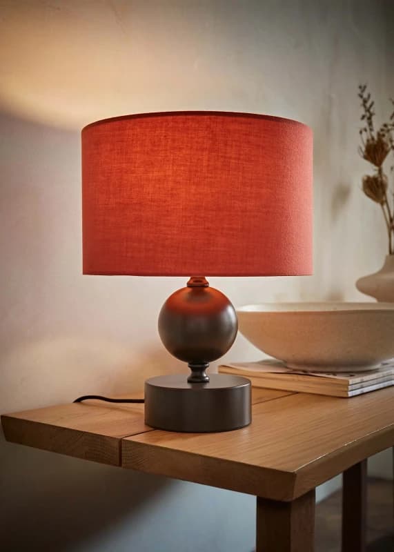 ValueLights ValueLights Anthony Candlestick Table Lamp with Fabric Drum Lamp Shade in Light Red Light Red One Size Unisex 5059406067952