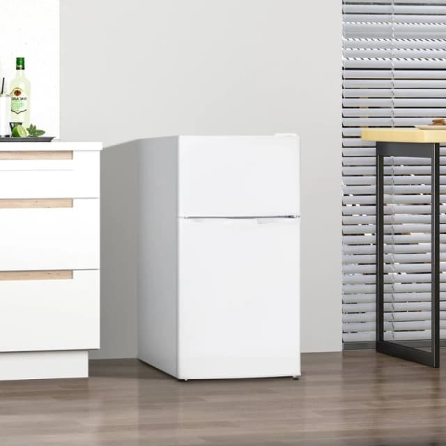 HOMCOM 88L Small Fridge Freezer with 5-Setting Thermostat, Inner Light in White White Unisex