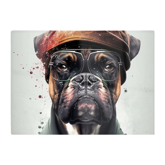 Warren Reed Designer Boxer Dog With Hat Splashart Chopping Board