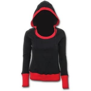 Urban Fashion Wide Rib DrapeWomens Large Hoodie - Black